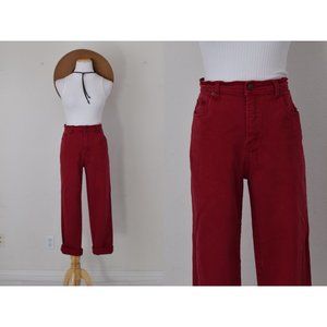 Vintage 90s Red Cotton/lycra Jeans size 10‎ | 32 waist